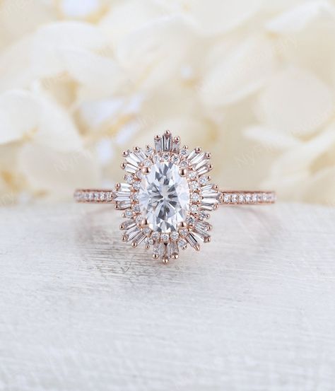 Diamond Ring Stack, Rose Gold Diamond Band, Oval Diamond Ring, Gold Diamond Band, Engagement Ring Rose Gold, Oval Engagement, Ring Stack, Ring Moissanite, Gold Halo