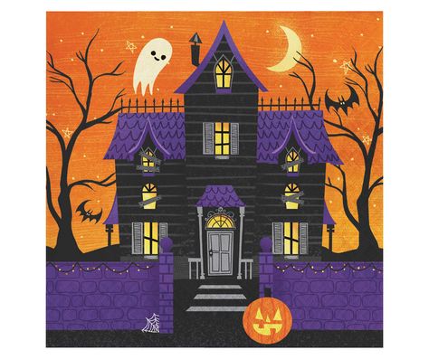 Haunted House Paper Lunch Napkins, 20-Count - Big Lots Spooky Houses Halloween, Cute Haunted House, Haunted House Design, Haunted House Images, Haunted Houses, Haunted House Art, Haunted House Coloring, Haunted House Illustration, Haunted House Project