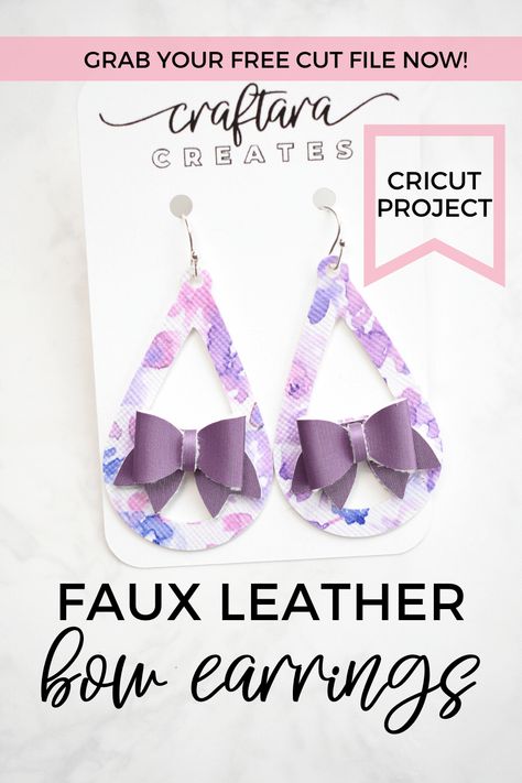 Grab a free SVG cut file and check out the step-by-step tutorial to learn how to create cute bow faux leather earrings with Cricut. Faux Leather Template Free, Faux Leather Svg File Free, Free Bow Svg Files For Cricut, Free Earring Svg Files For Cricut, Faux Leather Earrings Cricut Svg Free, Faux Leather Earrings Template Free, Earring Template Svg Free, Circuit Jewelry, Cricut Faux Leather Projects