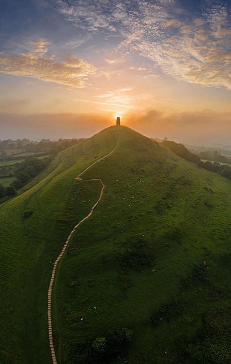 Glastonbury Tor, West Country, Country Roads, Natural Landmarks, Road, Photography, Travel