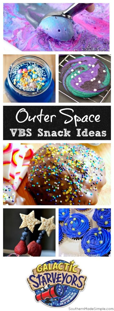 Galactic Starveyors VBS Snack Ideas | Outer space themed snack ideas - they're truly out of this world! Space Snack Ideas, Outer Space Vbs, Vbs Snack Ideas, Science Party Food, Bible School Snacks, Space Snacks, Space Vbs, Theme Snack, You Are My Moon