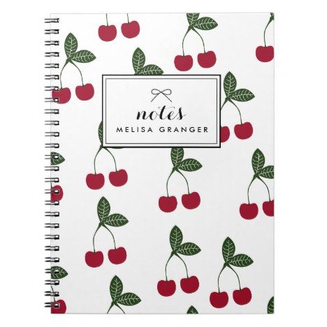 Coquette Notebook Cover Design, Red Notebook Cover, Cherry Blossom Journal Theme, Cherry Notebook, Sakura Notebook, Writing Pad, Personalized Notebook, School Stationery, Stationery Notebook