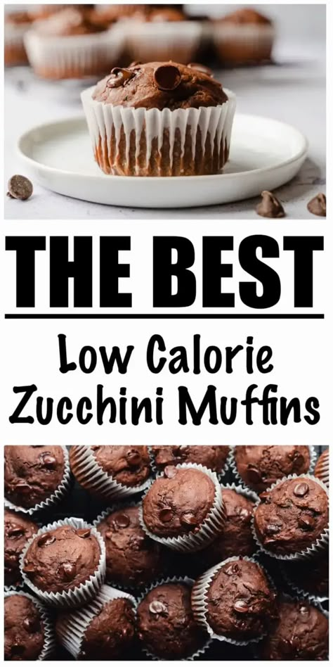 Low Calorie Zucchini Muffins Recipe Healthy Zucchini Muffins, Squash Zucchini Recipes, Pumpkin Zucchini Muffins, Low Calorie Muffins, Low Sugar Muffins, Low Cal Dessert, Zucchini Muffin Recipes, Zucchini Recipes Healthy, Chocolate Zucchini Muffins