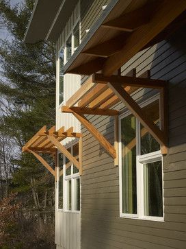 Exterior Photos Wood Sunshades Design, Pictures, Remodel, Decor and Ideas Window Trellis, Window Pergolas, Window Solutions, Cabin Deck, Patio Windows, Exterior Window, Box Flowers, Pole Barns, Door Awnings