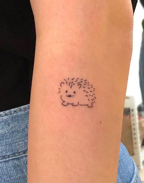 Simple Hedgehog Tattoo, Hedgehog Makeup, Tiny Hedgehog Tattoo, Hedgehog Nails, Minimalist Hedgehog Tattoo, Hedgehog Doodle, Hedgehog Tattoos, Tattoo Collarbone, Hedgehog Tattoo