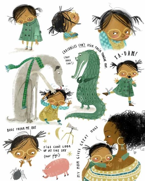 In our Illustrating Children’s Books course, Art Director Zoë Tucker and I teach that a compelling character, combined with a variety of emotions and active poses, is key to a winning children’s book. I am delighted to show you work by my represented artists from Weeks 1 and 2 from class. First up: Åsa Gilland is knocking it out … Book Design Graphique, Active Poses, Girl Illustration Art, Illustration Design Graphique, Children's Book Characters, Lilla Rogers, Illustration Fantasy, Illustration Art Kids, Food Illustration Art