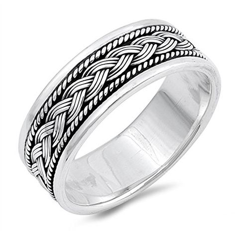 Bali Rope Design Weave Knot Wedding Ring New 925 Sterling Silver Band Sizes 7-13 Wedding Ring Bride, Wedding Bands Silver, Knot Wedding Ring, Groom Wedding Band, Braided Ring Band, Ring Bride, Woven Ring, Silver Wedding Ring, Sterling Silver Wedding Rings