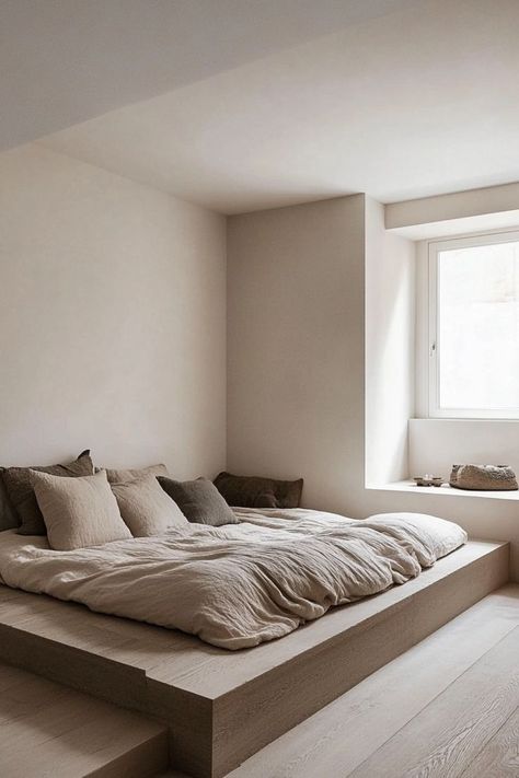 Achieve a calm and clutter-free space with minimalist bedroom design. Keep the color palette neutral, focusing on whites, grays, and soft beiges. Opt for simple, functional furniture with clean lines and hidden storage. Incorporate soft lighting and natural elements like wood or linen to create a serene, peaceful atmosphere that’s perfect for relaxation. 🌿🛏️ Color Palette Neutral, Minimalism Bedroom, Soft Minimalism, Minimalist Bedroom Design, Bedroom Design Ideas, Functional Furniture, Hidden Storage, Minimalist Bedroom, Clutter Free