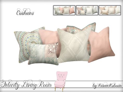 ArwenKaboom's Felicity Living Room - Cushions Zicxa Photos, Living Room Sims 4, Sims 4 Cc Furniture Living Rooms, Sims 4 Beds, Sims 4 Family, Beach House Living Room, Sims 4 Bedroom, Free Sims 4, The Sims 4 Packs