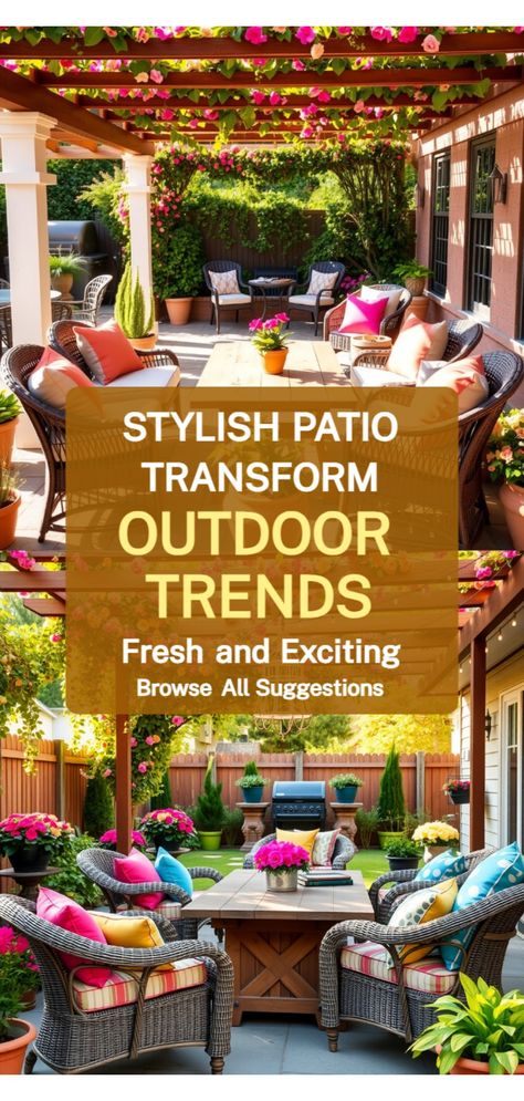 Outdoor Patio Ideas Amazing Patios Backyard Ideas, Patio Color Schemes, Modern Pergola Designs, Outdoor Patio Decorating Ideas, Patio Wall Decor, Outdoor Shelves, Bohemian Patio, Boho Outdoor, Modern Pergola