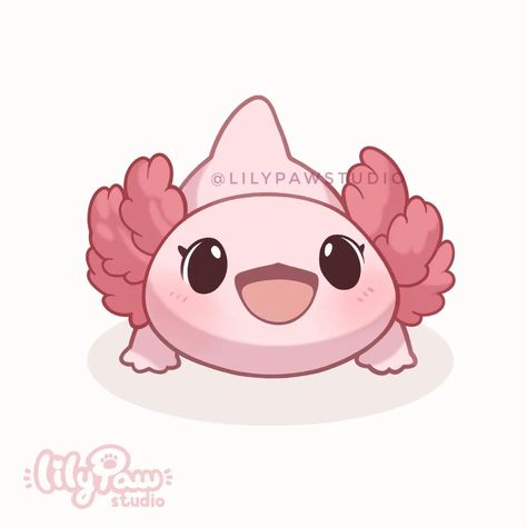 🌸🍃Lily Paw🍃🌸 (@lilypawstudio) | Instagram Lily Paw Studio, Axolotl Drawings, Cute Axolotl Drawing, Happy Axolotl, Axolotl Drawing, Axolotl Cute, Pink Drawing, Baby Pony, Funny Llama