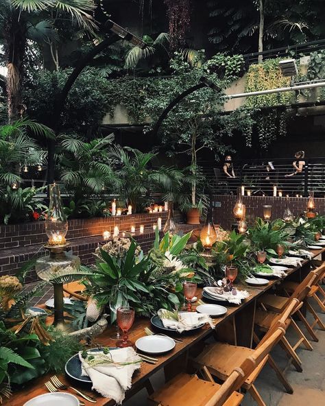 Barbican Conservatory, Jungle Wedding, Outdoor Dinner, Botanical Wedding, Dinner Set, Wedding Mood Board, Wedding Mood, Hawaii Wedding, Tropical Wedding