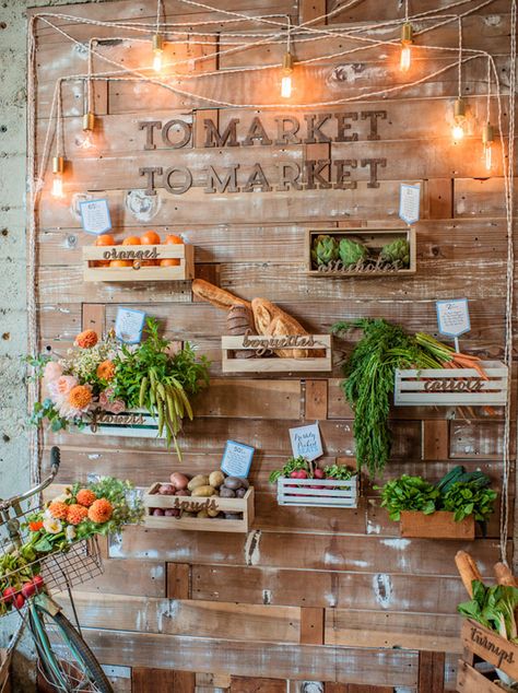 Farmers Market Wedding, Foodie Wedding, Fruit Shop, Moka Pot, Market Displays, Wedding Marketing, Farm Shop, 2 Shelves, Farm Stand