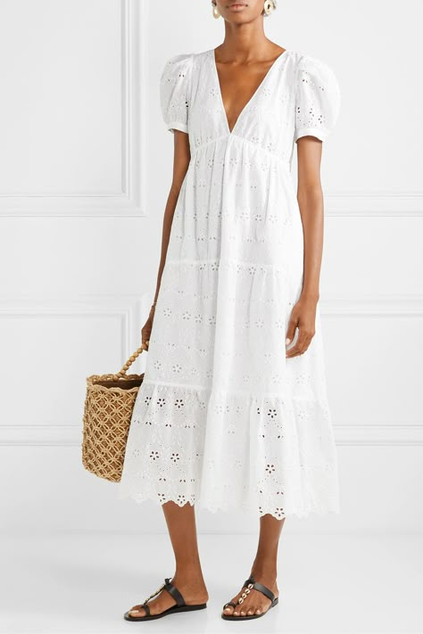 White Eyelet Midi Dress Eyelet Midi Dress, White Eyelet, Mode Inspo, Cotton Voile, Everyday Style, Net A Porter, Look Fashion, Cotton Dresses, Spring Summer Fashion