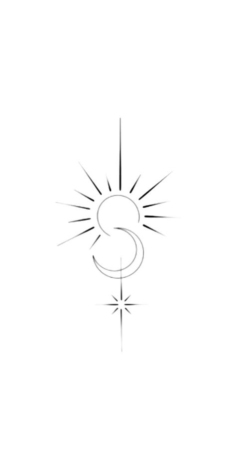 Sun Moon Infinity Tattoo, Star And Crescent Tattoo, Simple Sun Moon Star Tattoo, Dainty Sun Moon Star Tattoo, Tiny Sun Moon Star Tattoo, Sunshine And Moon Tattoo, Sun And Crescent Moon Tattoo, Mother Daughter Moon Tattoos, Moon Feminine Energy Tattoo