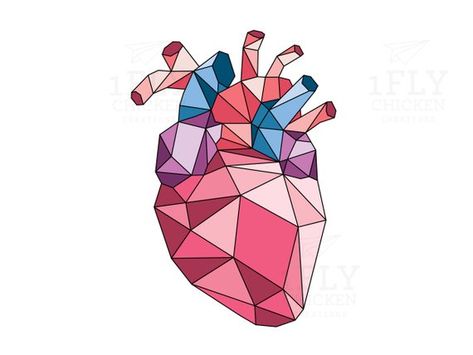 Geometric Anatomical Heart, Quadrilateral Art Design, Aesthetic Geometric Art, Modern Shape Art, Heart Painting Abstract, Modulation Art, Drawing With Geometric Shapes, Art Using Shapes, Heart Design Art