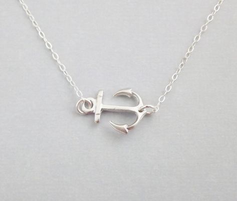 Sideways Anchor Necklace Sterling Silver Anchor Necklace, Delta Gamma, Nautical Jewelry, Sterling Jewelry, I Love Jewelry, Lovely Jewellery, Necklace Sterling Silver, Pandora Jewelry, Sterling Silver Chain