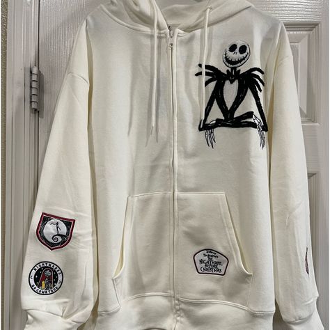 Ladies- Ivory Color 60/40 Cotton Polyester Material Nicely Detailed - Size Extra Large Nightmare Before Christmas Sweater, Nightmare Before Christmas Hoodie, Christmas Jacket, Disney Sweaters, Disney S, Ivory Color, Nightmare Before, Nightmare Before Christmas, Before Christmas