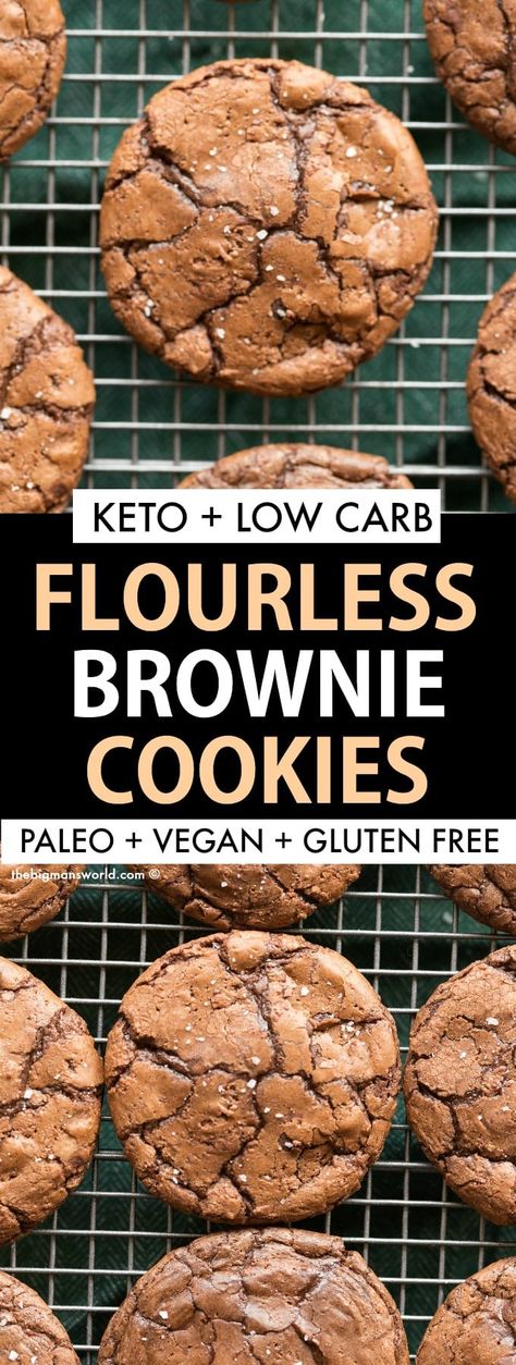 Flourless Brownie, Flourless Brownies, Cookie Brownie Recipe, Postre Keto, Keto Chocolate Chips, Sugar Free Cookies, Low Carb Low Sugar, Sugar Free Low Carb, Low Carb Dessert