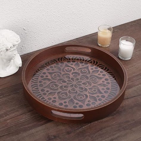 Amazon.com: LINKOVE 12" Decorative Tray, Round Wood Tray for Home Decor, Small Wooden Serving Tray with Handles for Coffee Table Decor Centerpiece Ottoman Counter,White Circle Candle Perfume Tray Decor : Home & Kitchen Perfume Tray Decor, Table Brunch, Circle Candle, Coffee Table Arrangements, Round Wood Tray, Clock Table, Table Centerpieces For Home, Dinner Tray, Elegant Centerpiece