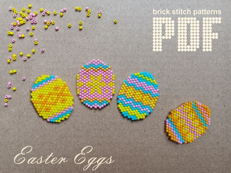 Seed Beads Diy, Easter Pattern, Miyuki Beads Pattern, Seed Bead Projects, Easter Egg Ornaments, Easter Earrings, Seed Bead Pattern, Motifs Perler, Seed Beading