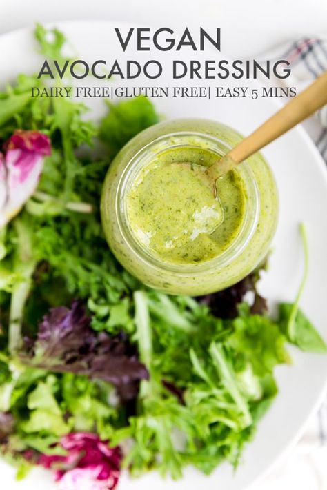 Vegan Avocado Dressing - Make It Dairy Free Raw Vegan Avocado Dressing, Alkaline Vegan Salad Dressing, Dairy Free Avocado Dressing, Avocado Dressing Recipe Vegan, Daniel Fast Dressing Recipes, Alkaline Sauce Recipes, Alkaline Dressing Recipes, Alkaline Dressing, Avacado Dressing