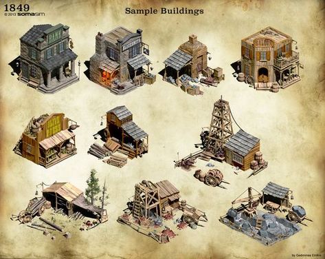 Fallout 4 Settlement Ideas, West Map, Old Western Towns, Buildings Artwork, Old West Town, West Town, Bg Design, Western Town, Building Concept