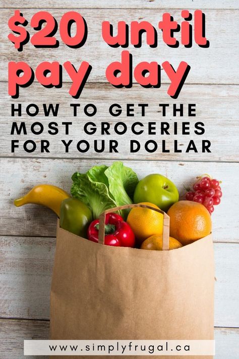 Only have $20 left until pay day but still have grocery shopping to do? I love these tips for stretching the grocery budget as far as you can! Frugal Grocery Shopping, Budget Grocery List, Grocery Savings Tips, Frugal Cooking, Eat On A Budget, Meal Plan Grocery List, Save More Spend Less, Grocery Savings, Meals On A Budget