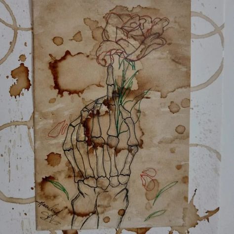 Coffee Stained Paper Art, Coffee Stain Art, Fccla Ideas, Streets Aesthetic, Coffee Stained Paper, Decay Art, Growth And Decay, Spilled Coffee, Coffee Drawing