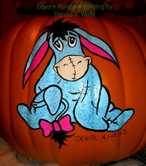 https://flic.kr/p/yyanaJ | Eeyore pumpkin painting by Denise A. Wells | Eeyore pumpkin painting by Denise A. Wells Eeyore Pumpkin Painting, Eeyore Pumpkin, Pumpkin Paints, Disney Pumpkin Painting, Pumpkin Painted, Character Pumpkins, Disney Eeyore, Amazing Pumpkin Carving, Disney Pumpkin