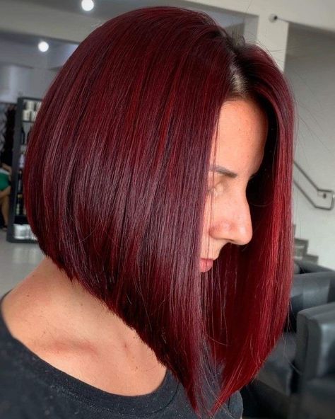 Lace Front Straight, Red Hair Looks, Angled Bob Haircuts, Remy Human Hair Wigs, Straight Bob, Burgundy Hair, Long Bob Hairstyles, Hair Color And Cut, Haircuts For Fine Hair