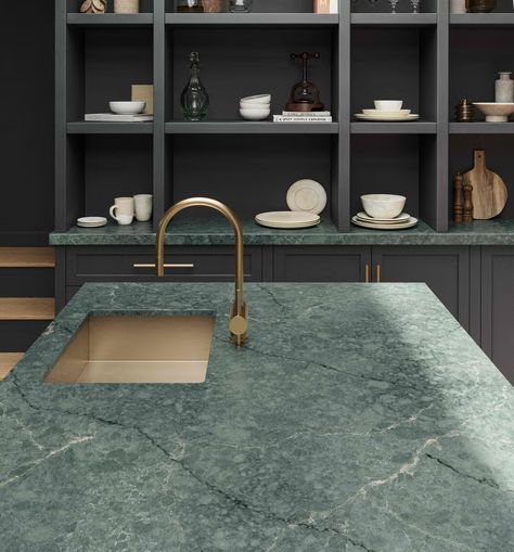 A Countertop Classic Gets a High-Tech Makeover Green Countertops, Parisian Garden, Kitchen Suite, Parisian Architecture, European Kitchens, Color Fits, Interior Decorating Styles, Flooring Inspiration, Decorating Styles