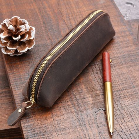 Stationary Pouch, Leather Makeup Pouch, Handmade Stationary, Leather Pen Case, Stationary Accessories, Leather Pencil Case, Handbags For School, Everyday Handbag, Stylish Purse