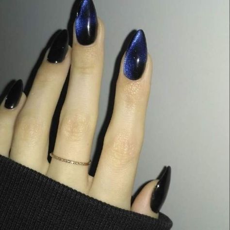 Blue Cat Eye, Navy Blue Nails, Nail Tattoo, Cat Eye Nails, Blue Cat, Birthday Nails, Funky Nails, Doll Parts, Nail Art Inspiration