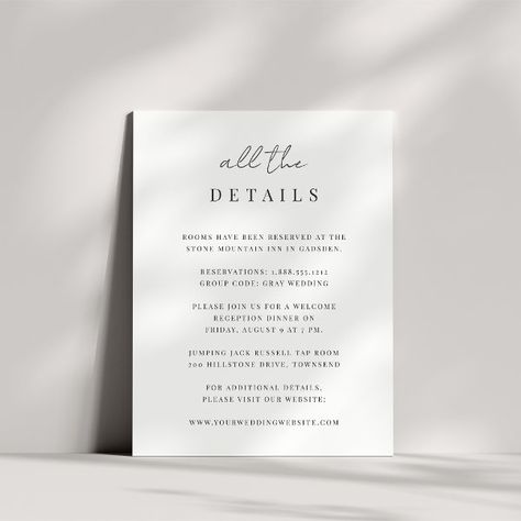 Modern Minimal Script Wedding Details Enclosure Card Serif Lettering, Typography Wedding, Simple Typography, Minimalist Typography, Card Simple, Wedding Enclosure Cards, Weekend Activities, Beautiful Typography, Wedding Elegant