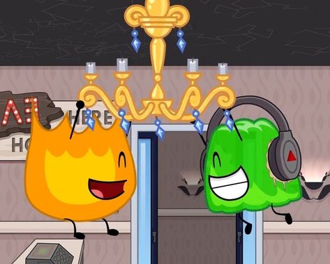 Firey X Gelatin Bfb, Gelatin And Firey Bfb, Firey Bfdi, Funny Talking, I Dont Have Friends, Best Duos, Silly Images, Favorite Books, Fan Art