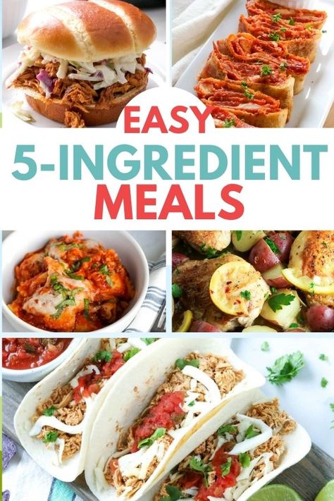 These 5 ingredient meals will make planning your dinners a breeze! We've got a 5 ingredient recipe for every day of the week! Easy Healthy 5 Ingredient Meals, 5 Ingredient 30 Minute Meals, 5 Ingredient Or Less Recipes Dinner Ground Beef, 5 Ingredient Meal Prep, Limited Ingredient Dinner, 5 Ingredient Or Less Recipes Lunch, 5 Ingredient Meals Healthy, 5 10 30 Meals, Low Ingredient Recipes Dinner