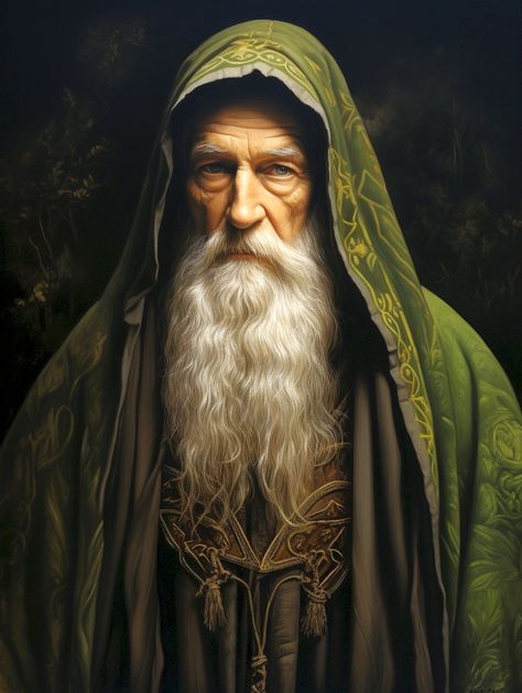 Old Wise Man Character, Fantasy Mentor Aesthetic, Green Wizard, Old Man With Beard, Ars Magica, Mists Of Avalon, Celtic Druids, Artsy Photography, Heroic Fantasy