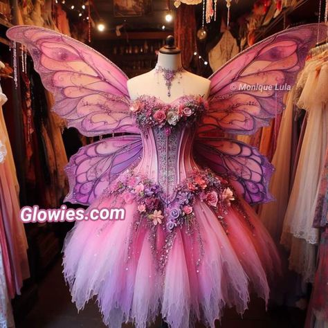 Barbie Fairytopia Dress, Flower Fairy Costume Women, Fairy Dress Diy, Butterfly Barbie, Pink Fairy Costume, Pink Fairy Dress, Garden Fairy Costume, Butterfly Fairy Wings, Ren Faire Costume