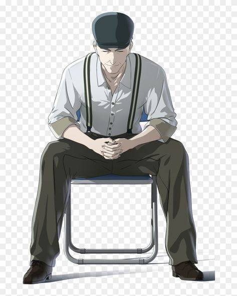 Guy Sitting In Chair, Anime Guy Sitting, Anime Side View, Sitting In Chair, Guy Sitting, Poses Anime, Chair Drawing, Chair Pose, Anime Smile