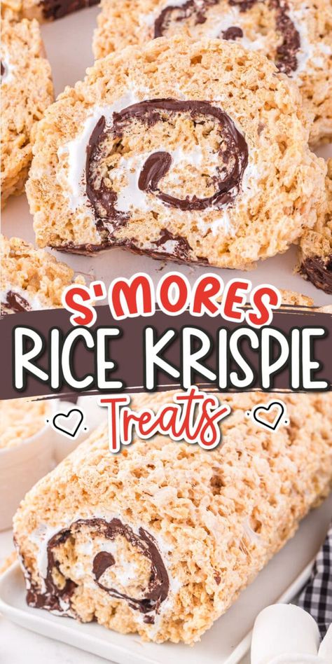 Rolled Smores Rice Krispie Treats, Rice Crispy Roll Ups, Rice Krispie Roll Ups, S’mores Rice Crispy Treats Recipes, Smores Rice Krispie Treats, S’mores Rice Krispie Treats, Crunch Bars Recipe Rice Krispies, Rice Crispy Roll, Smores Sushi