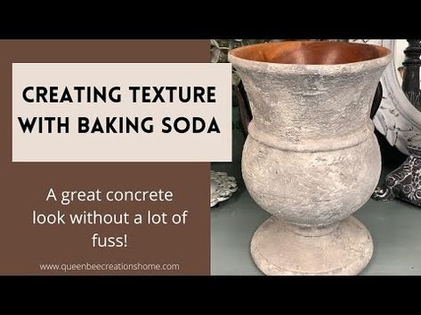 Adding painted texture with baking soda - YouTube Adding Baking Soda To Paint, Aged Pottery, Diy Painted Vases, Diy Sponges, Painting Pots, Aging Terra Cotta Pots, Concrete Paint, Textured Vase, Plaster Texture