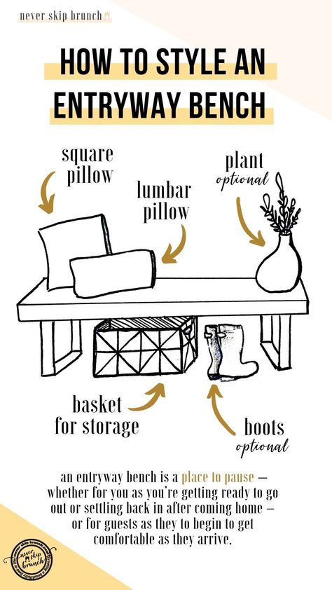 Diy Small Entryway, Entryway Bench Diy, Entryway Bench Ideas, Entryway Bench Decor, Small Entryway Bench, Entrance Bench, Art Deco Style Interior, Diy Entryway Bench, Ideas Entryway