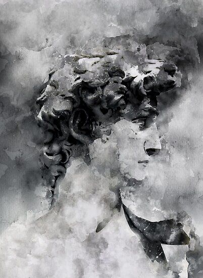 "Watercolor David Michelangelo" Photographic Print by dramabite | Redbubble David Michelangelo, Dark Academia, Greeting Card, Tapestry, For Sale