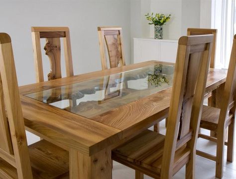 Arran Glass / Elm Dining Set Small Dining Table Apartment, Latest Dining Table, Wood Slab Dining Table, Wooden Dining Table Designs, Oak Extending Dining Table, 4 Seater Dining Table, Diy Dining Room Table, Dining Table Design Modern, Solid Oak Dining Table