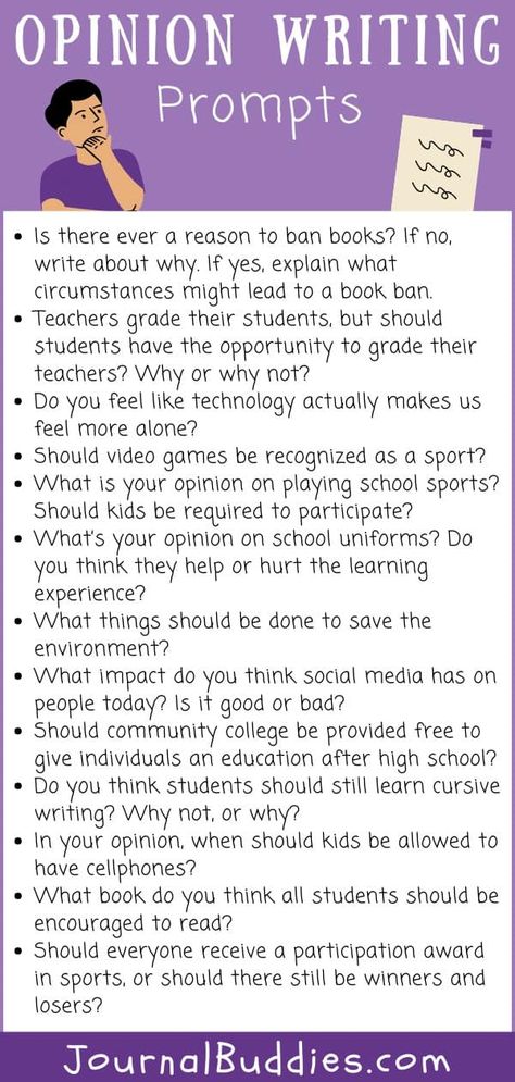 These opinion writing prompts are great to use in your classroom with your students or for your personal writing inspiration to develop your own opinion and viewpoint on a topic. Self Reflection Essay, Learn To Write Cursive, Opinion Writing Prompts, Fun Writing Prompts, Journal Prompts For Kids, Learning Cursive, Creative Writing Classes, Teaching Esl, Homeschool Writing