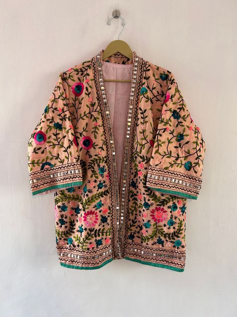 Phulkari Jacket, Nomadic Desert, Pamela Brown, Indian Jackets, Designer Embroidery, Bohemian Jackets, Traditional Jacket, Women Coat, Cool Jackets