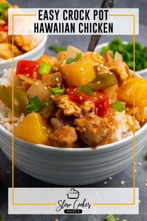 Close up of Hawaiian chicken on top of a bowl of rice. Leftover Pork Tenderloin, Sweet Sour Pork, Pepper Pork, Riced Cauliflower, Leftover Pork, Pineapple Water, Pork Loin Recipes, Hawaiian Chicken, Plain Chicken