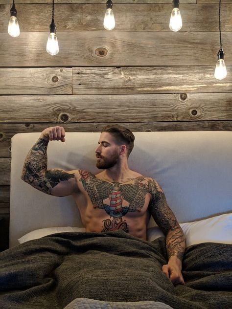 Click through for daily fitness inspiration. Bradley Nowell Tattoos, Thoren Bradley Tattoos, Mens Haircuts Short, Sharp Dressed Man, Human Art, Muscle Men, Beard Styles, Daily Workout, Wood Watch