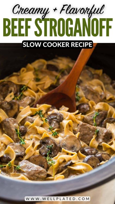 Crock Pot Stroganoff, Slow Cooker Beef Stroganoff Recipe, Creamy Beef Stroganoff, Healthy Beef Stroganoff, Easy Beef Stroganoff, Crockpot Chicken And Gravy, Beef Stroganoff Crockpot, Beef Stroganoff Recipe, Beef Stroganoff Easy